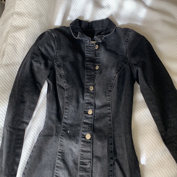 🖤 Zara Black Washed Denim Long Sleeve Button Down Dress 🗝️ - Picture 8 of 9
